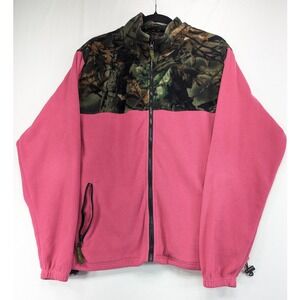 Trail Crest Pink Camo Fleece Jacket Full Zip Mock Neck Outdoor Mens Large